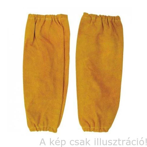Hegesztő karvédő hasított marha bőr rugalmas, gumis csuklórész aranybarna,40cm hosszú