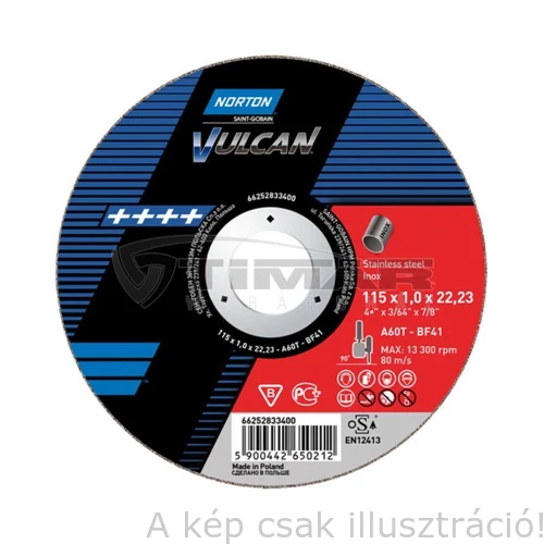 125x2,5mm vágókorong Norton Vulcan kék (A30S-BF41) Acél + Inox 2in1 (25db/csomag) 35010150
