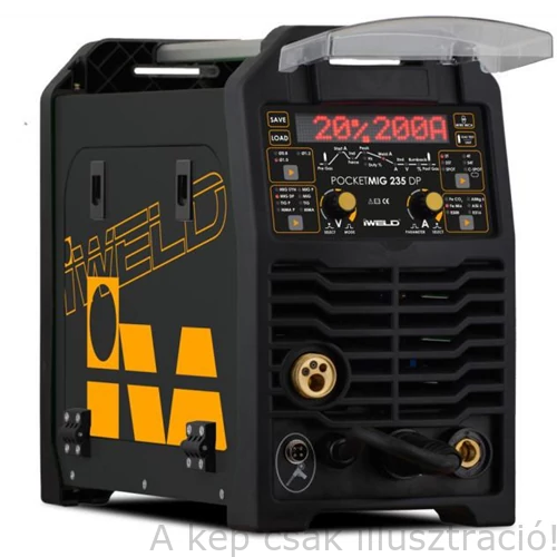 MIG/MAG Heg. gép Iweld GORILLA POCKETMIG 235 DP Synergic(230V,210A@60%,átm.:200mm huzal dob),kábelekkel 800MIG235DP Jelenleg NEM rendelhető!