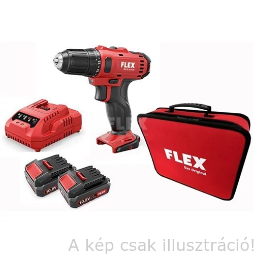 FLEX DD 2G 10,8-LD 2 sebességes akkus fúró-csavarozó 2db 2,5,0Ah/10,8V szettben töltövel és textil hordtáskában 450.561