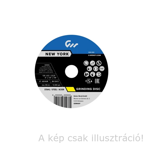 125x6,5x22,2mm Tisztítókorong G-Wendt New York Acél (10db/csomag) W270178