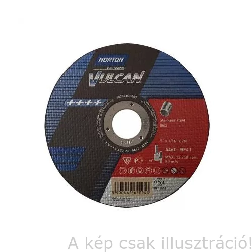 180x2,0x22,2mm vágókorong Norton Vulcan KÉK  (A30S-BF41) Acél + Inox 2in1 25db/cs.35010175