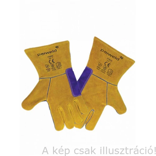 Hegesztő kesztyű Parweld Panther kevlár erősítés, hasított marhabőr.sárga/lila/ XL11 (10pár/cs)  P3826