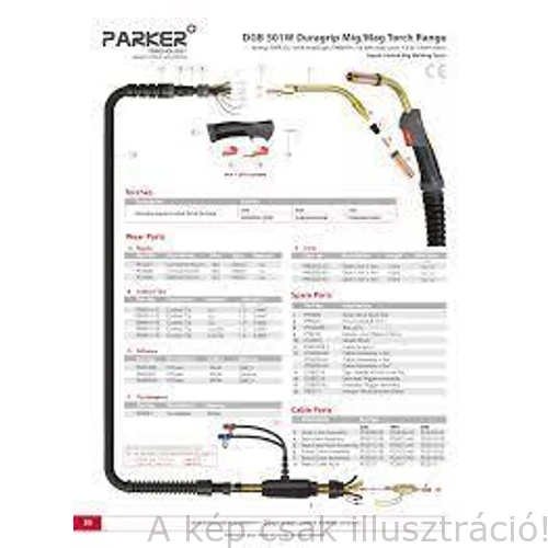 MIG/MAG pisztoly Parker Torch 250A, 5m gázhűtéses, PARKER DDU2500-50ER