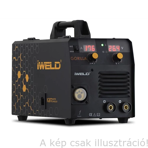MIG/MAG Heg. gép Iweld GORILLA POCKETMIG 175 AluFlux(MIG/BKI),230V,(5kg/d200,Bi:170A-60%) kábelekkel. A megszünt 185 helyett 80POCMIG175