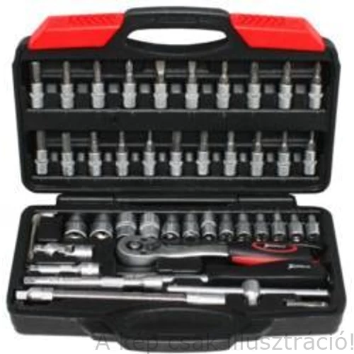 Dugókulcs és BIT készlet 46 db-os (4-14mm, 1/4