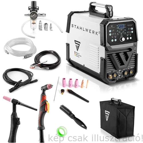 Heg. inverter STAHLWERK 4 az1-ben kombinált hegesztőgép AC/DC TIG 200 A IGBT/ PULS D CUT50 A-es plazmavágóval / MMA  1037