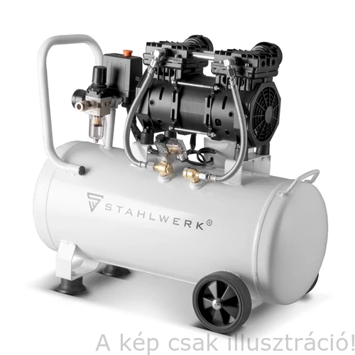Levegős kompresszor olajmentes, csendes, dugattyús  ST 310 Pro (10 bar, 30 l tank, 69 dB, 23kg) STAHLWERK 1293 Akciós