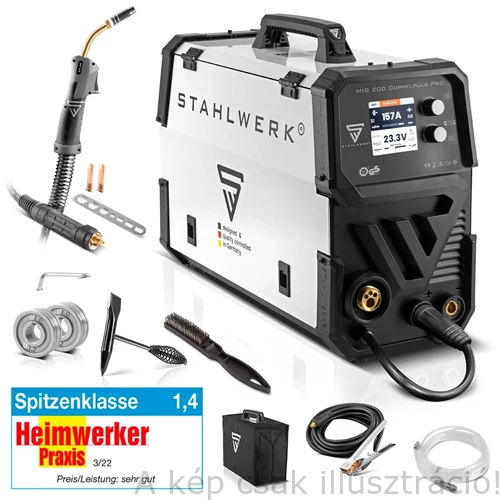 MIG/MAG Heg.gép STAHLWERK MIG MAG 200 Double Pulse Pro full-synergic védőgázos ívhegesztő AK25/MB25 pisztollyal  1221